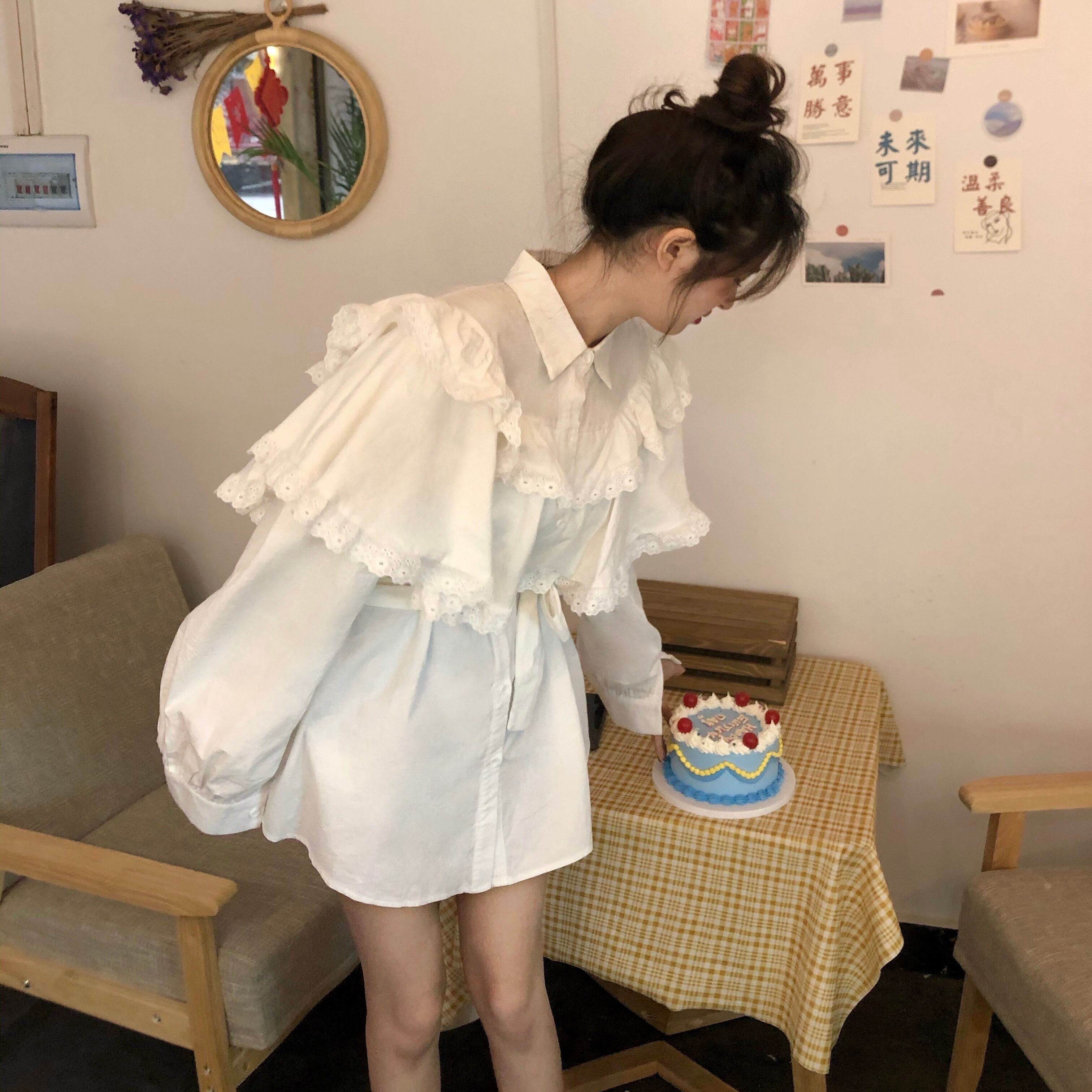 ホワイトシャツ ドレス スプリングオータムショートスカート ロング 春物 秋物 スーパーモール32288634342