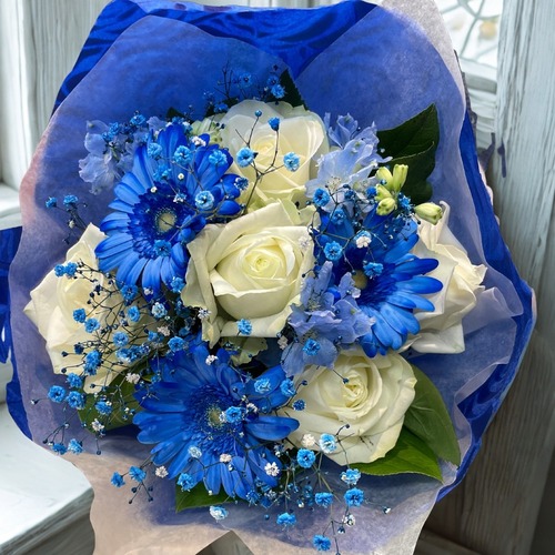 【木場店限定　店頭受取専用】ディープブルーとホワイトのブーケ 画像