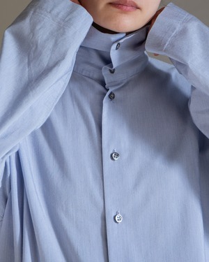 1990s eskandar - pin stripe wide shirt jacket