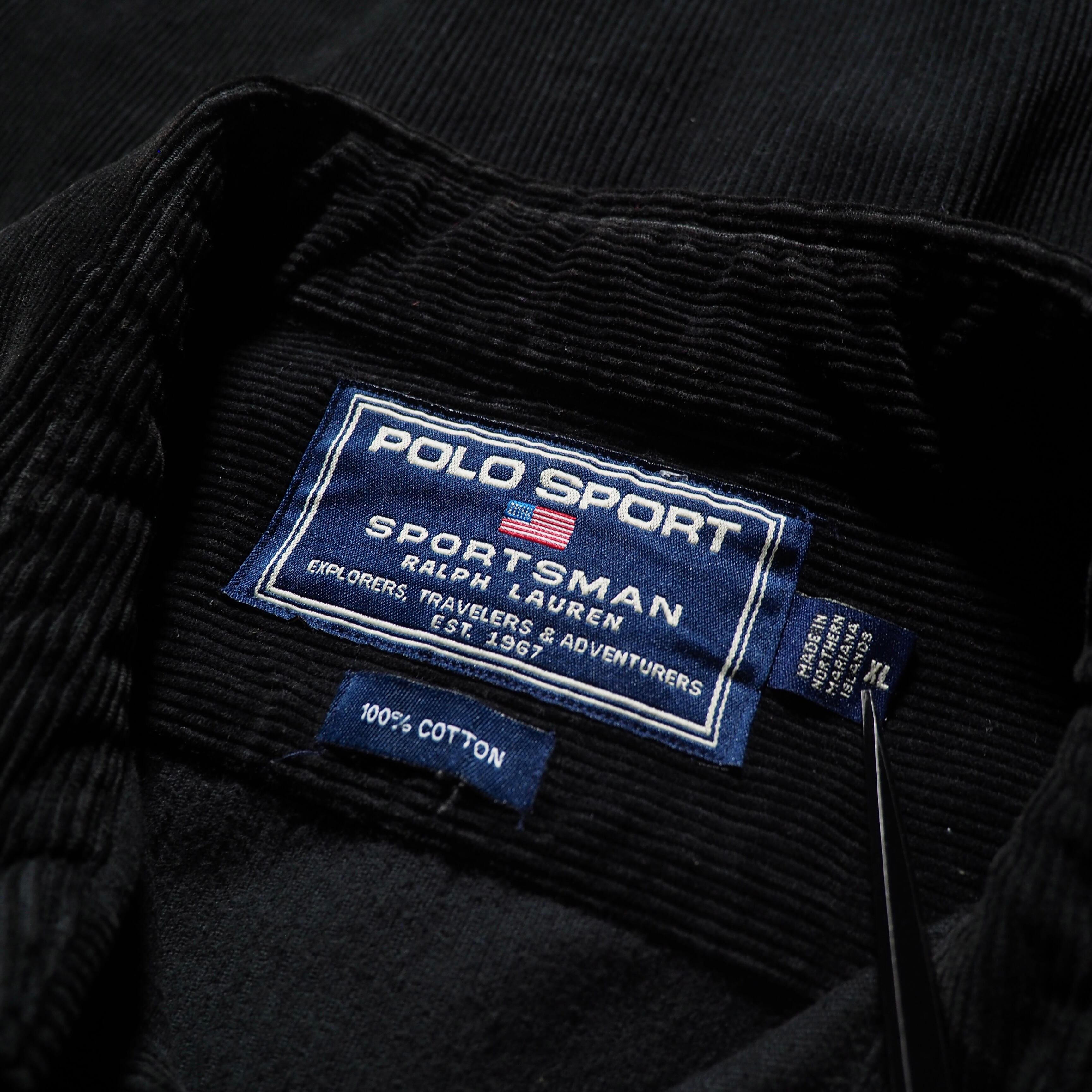 1990s ” POLO SPORTS RALPH LAUREN ” vintage loose Black corduroy shirt