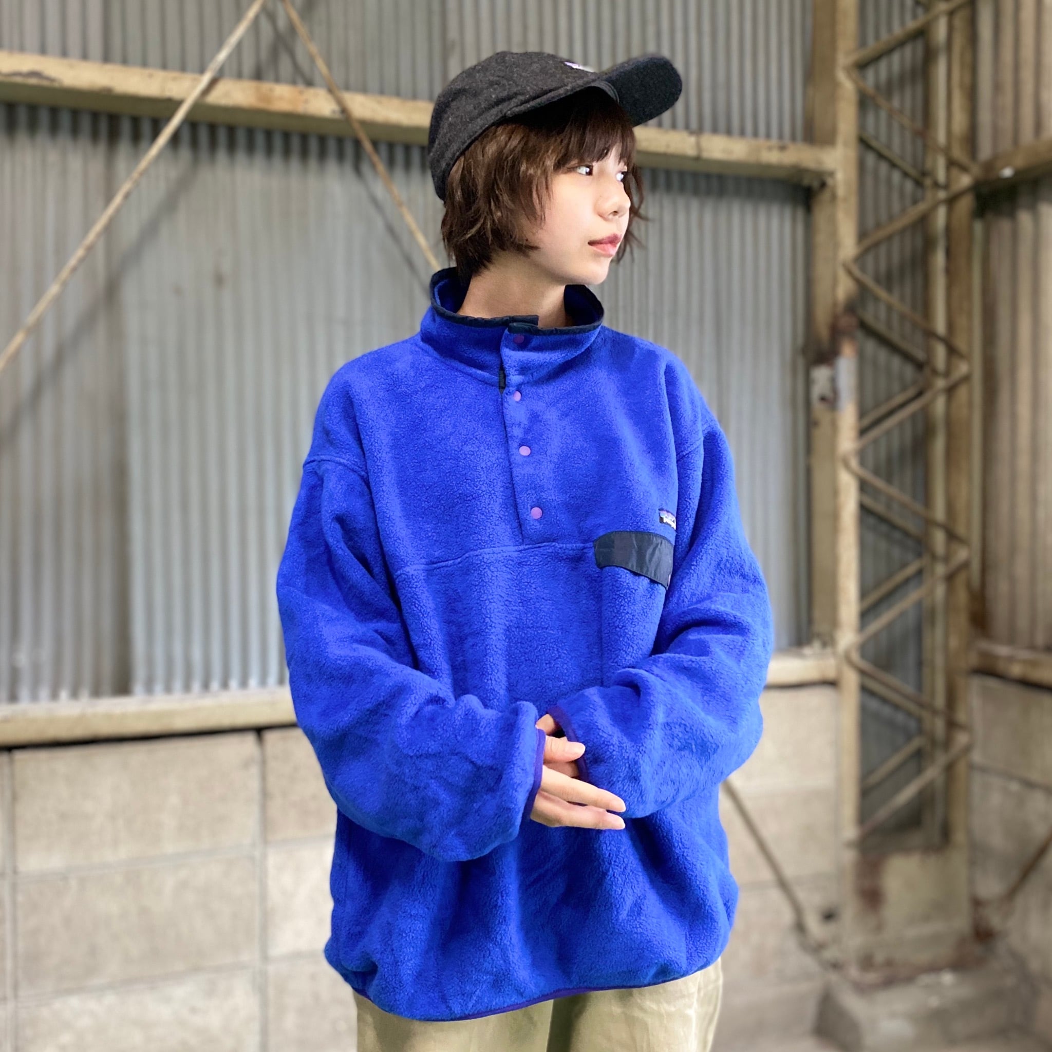 98年製 90年代 90s Patagonia パタゴニア SYNCHILLA シンチラ スナップT フリースプルオーバー ヴィンテージ ビンテージ  ブルー 青色 メンズL 古着 【アウトドアジャケット】 | cave 古着屋【公式】古着通販サイト