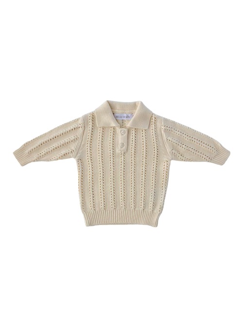 2y Last1【belle&sun】Crochet Collar Shirt- NATURAL