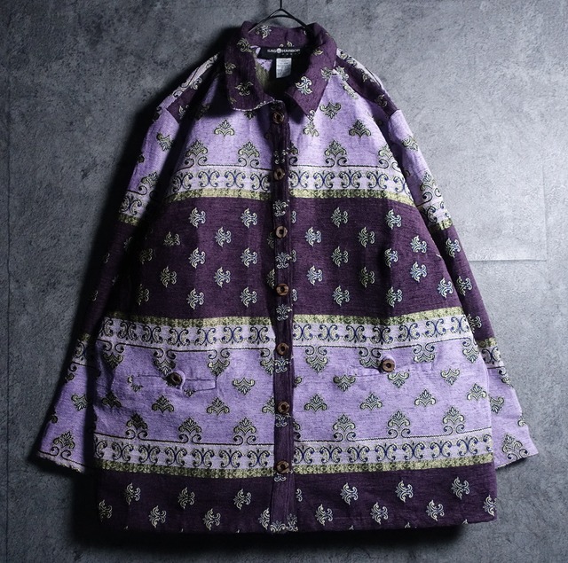 “SAG HARBOR” Purple Ornament Pattern Design Gobelin Jacket