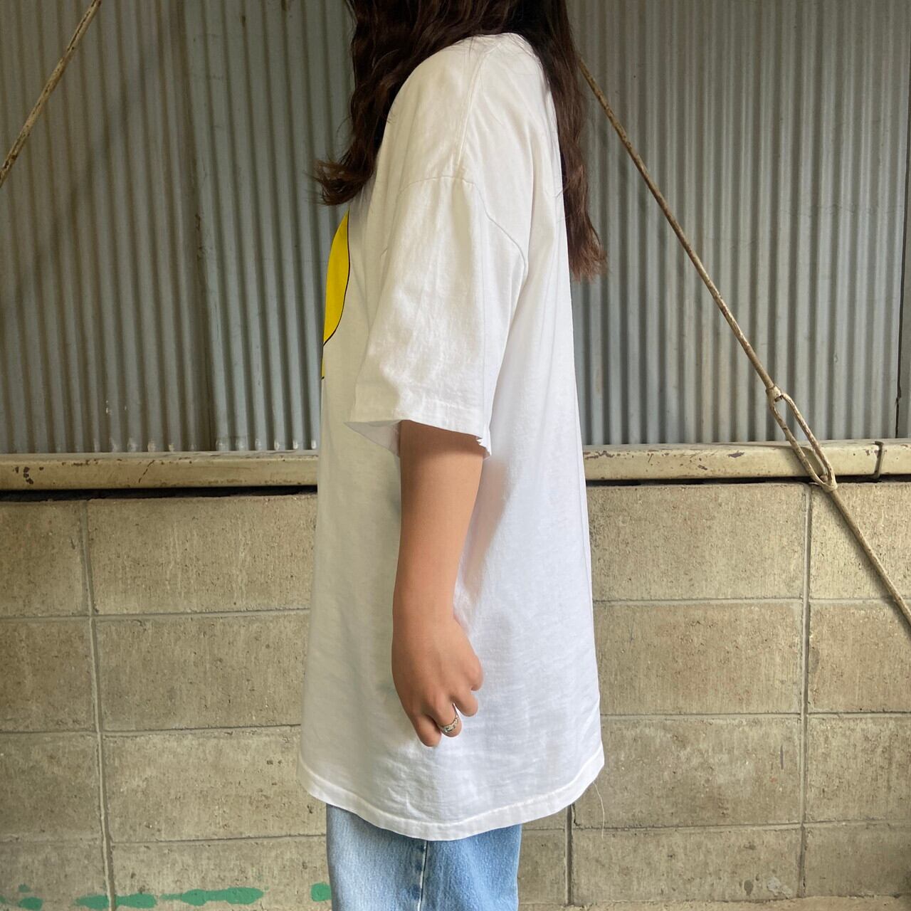 90年代 USA製 WANDER WEAR スマイル ニコちゃん プリントTシャツ 
