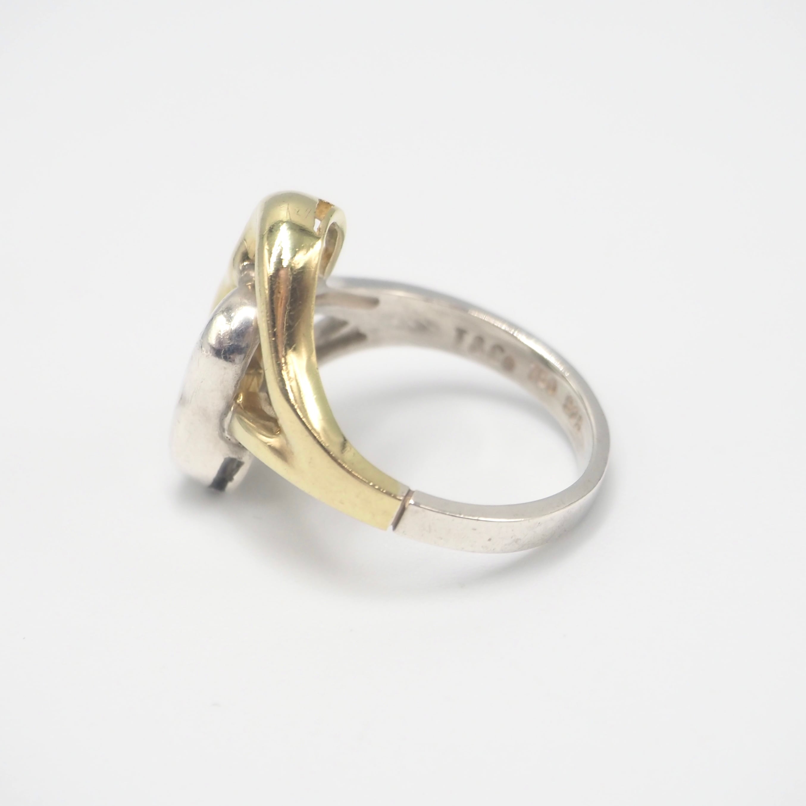 Tiffany&Co. 約10号 ダブルオープンハート コンビ リング シルバー925