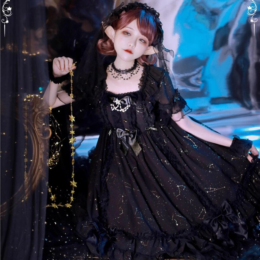 ✞ 漆黒 ダークレトロJSKワンピース ✞ゴスロリ SM ミリ 甘ロリ