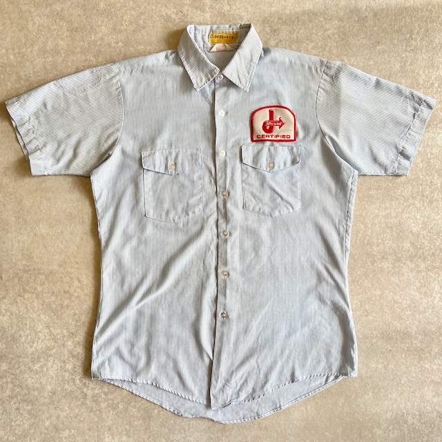 1980s  S/S Stripe Work Shirt  L位 Made in USA