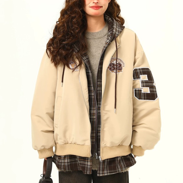 checked hooded number jacket　チェックフードナンバージャケット　J2174