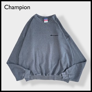 【champion】 2XL ビッグシルエット オーバーサイズ ワンポイントロゴ ワイドサイズ 極太アーム スウェット トレーナー プルオーバー チャコールグレー チャンピオン US古着