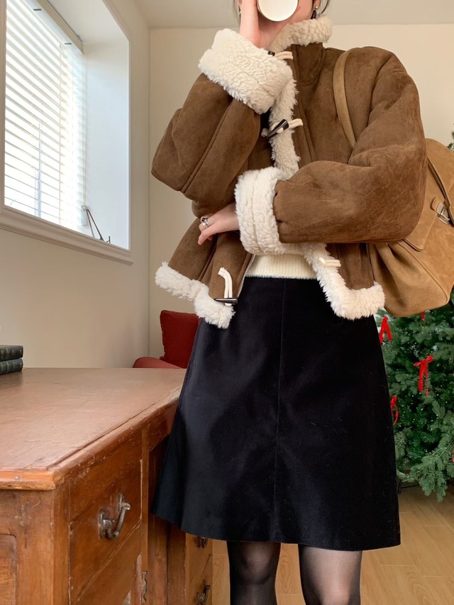 (予約) signature / Velvet suede skirt 2color