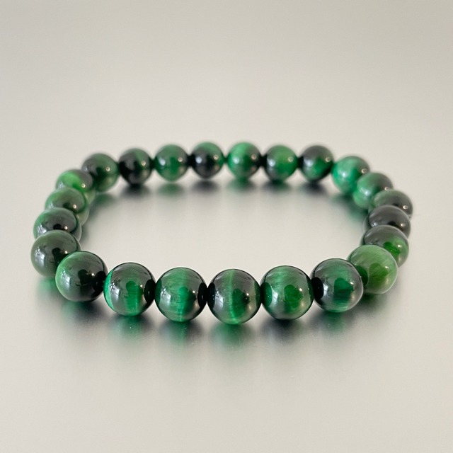 天然グリーンタイガーアイ（ウルフアイ）のブレスレット ◇天然カラー◇グリーンタイガーアイ（ウルフアイ）の