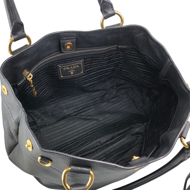 PRADA プラダ ハンドバッグ ブラック ロゴ レザー vintage ヴィンテージ オールド 8mhtj6