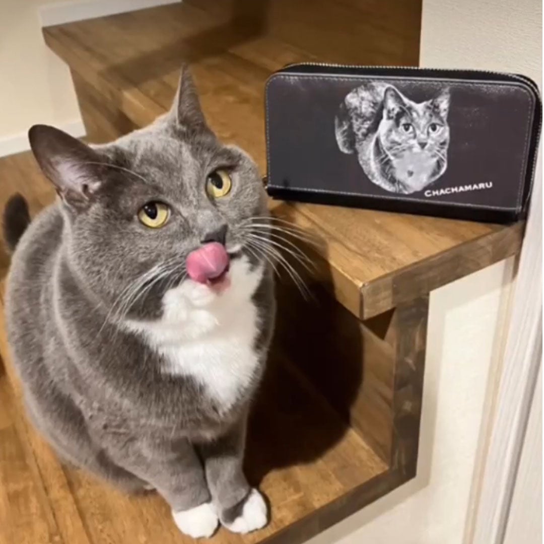 うちの子 オリジナルイラスト PUレザー 長財布 !猫好き・犬好き・うち