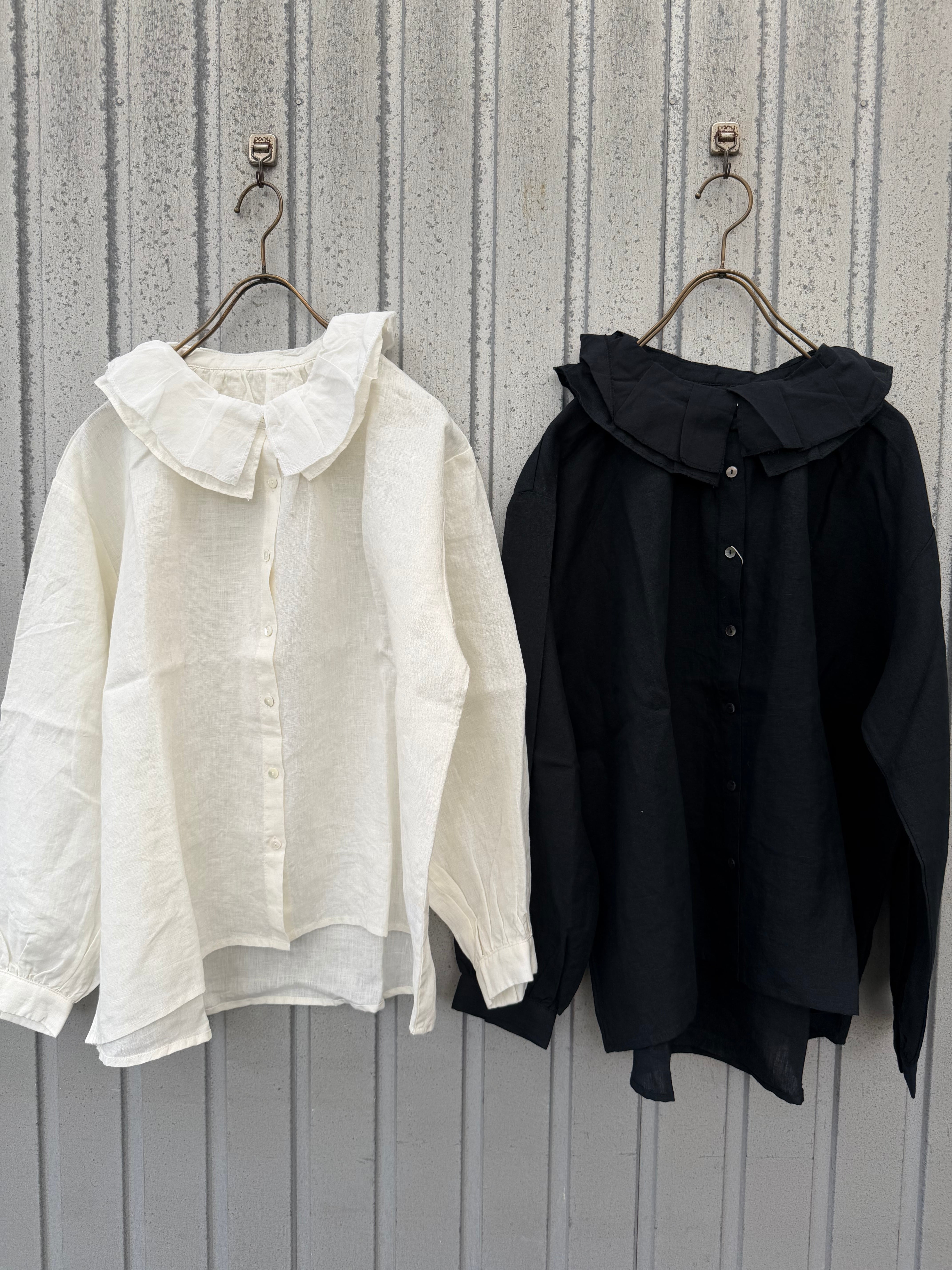 リネン2重フリル衿ブラウス/blue willow'25AW/01EWP11505 | WACKY