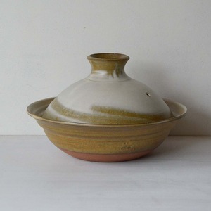秋谷茂郎 粉引指描土鍋（25-040）