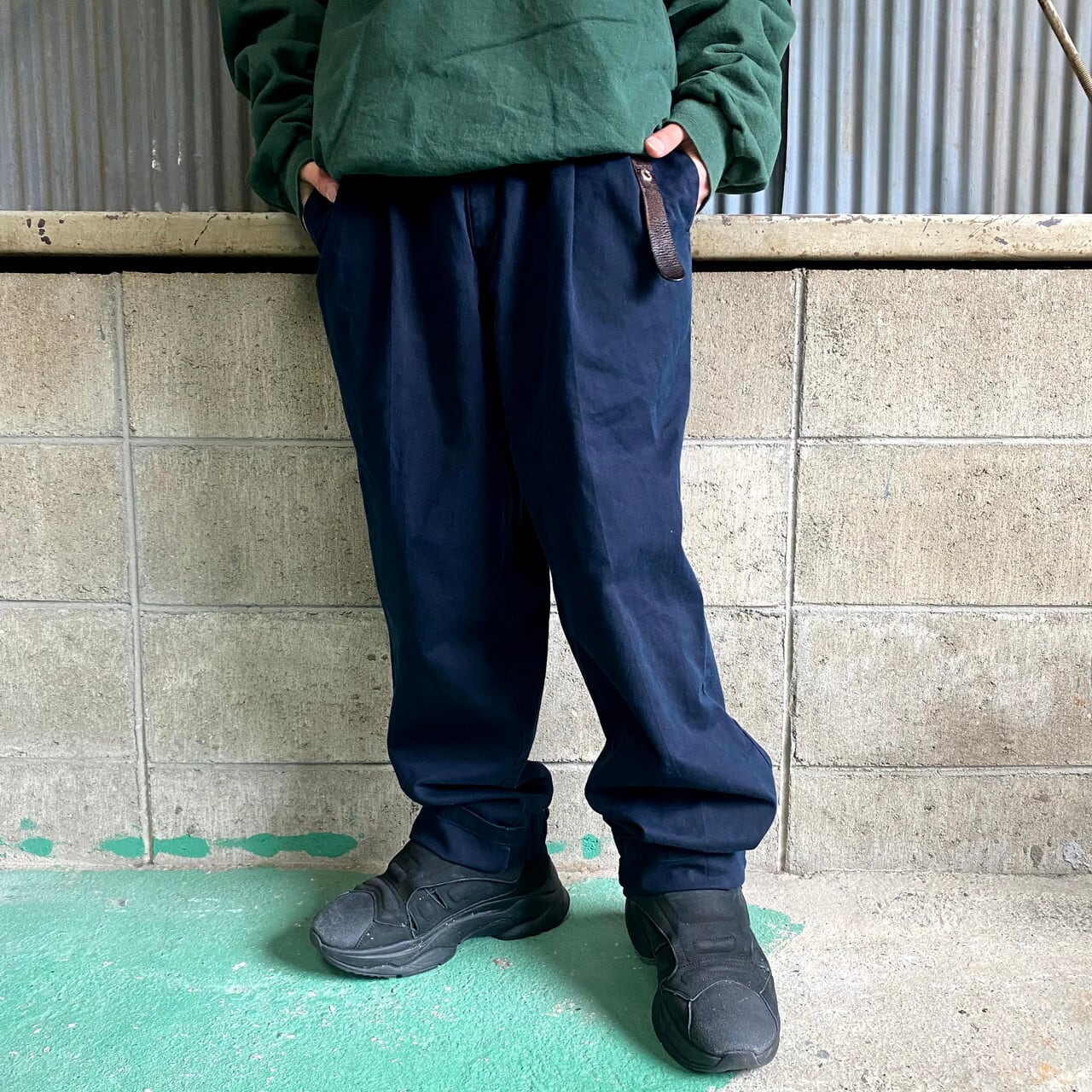 Dockers ドッカーズ 2タック入り コットンスラックスパンツ メンズw36 古着 チノパンツ ネイビー 紺色 ロングパンツ All15 Cave 古着屋 公式 古着通販サイト