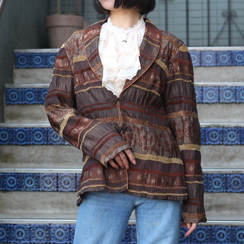 *SPECIAL ITEM* USA VINTAGE DANNY&NICOLE EMBRIDERY SMOCKING DESIGN CHINA JACKET/アメリカ古着刺繍スモッキングデザインチャイナジャケット