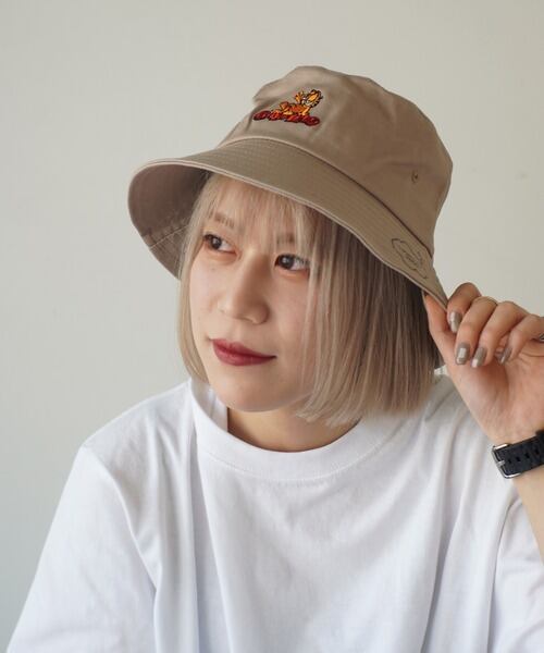 GARFIELD (ガーフィールド) 刺繍 バケットハット 帽子 ベージュ