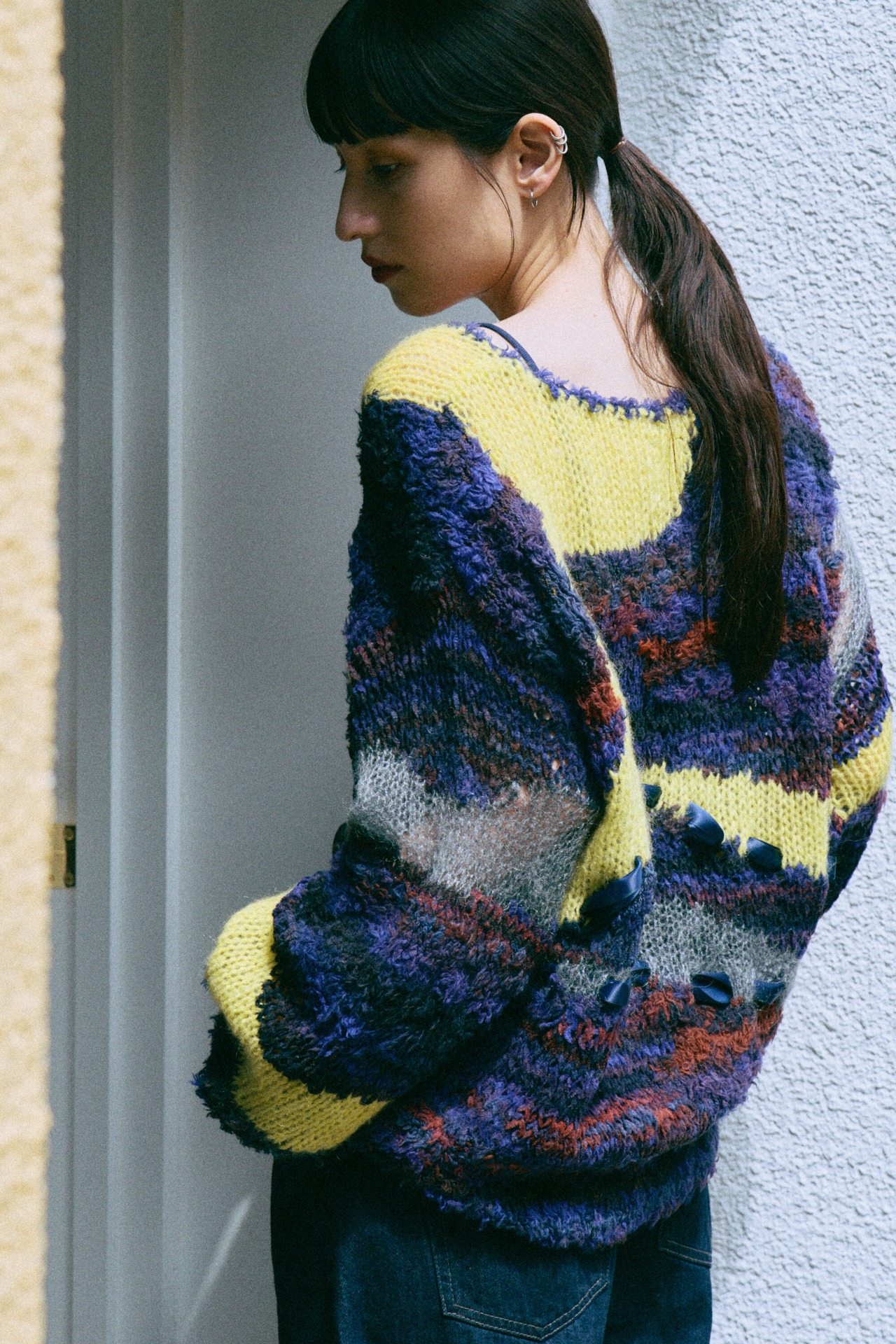 Gradient Mix Hand Intarsia Pullover Knit