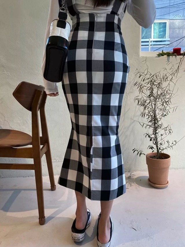 Plaid summer romper skirt《 即日発送 》