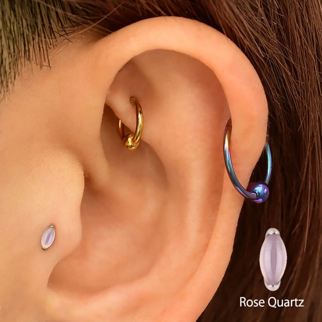 プッシュピアス 20G 18G 16G 14G 天然石ピアス 金属アレルギー対応