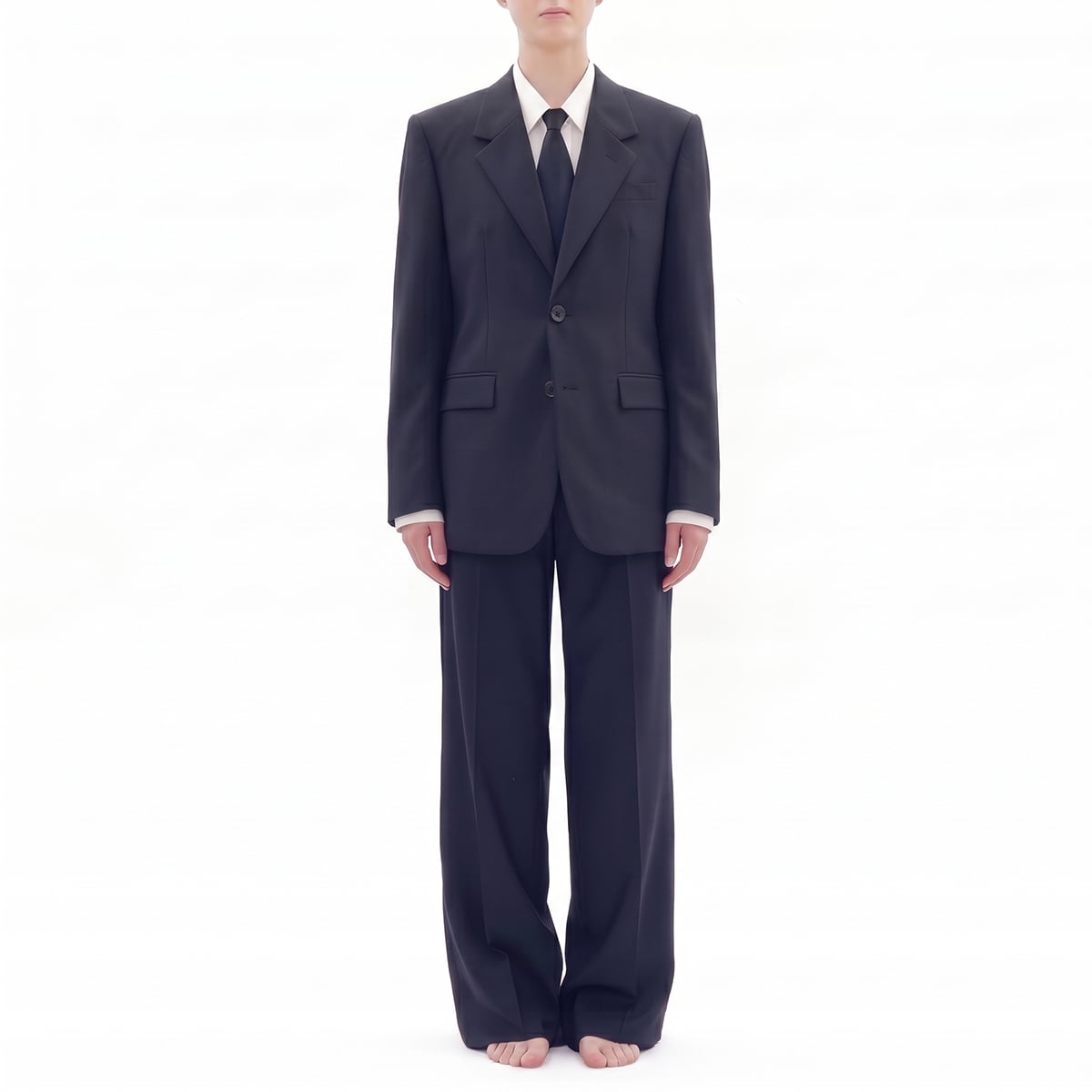 Navy Wool Mohair Single-Breasted Blazer