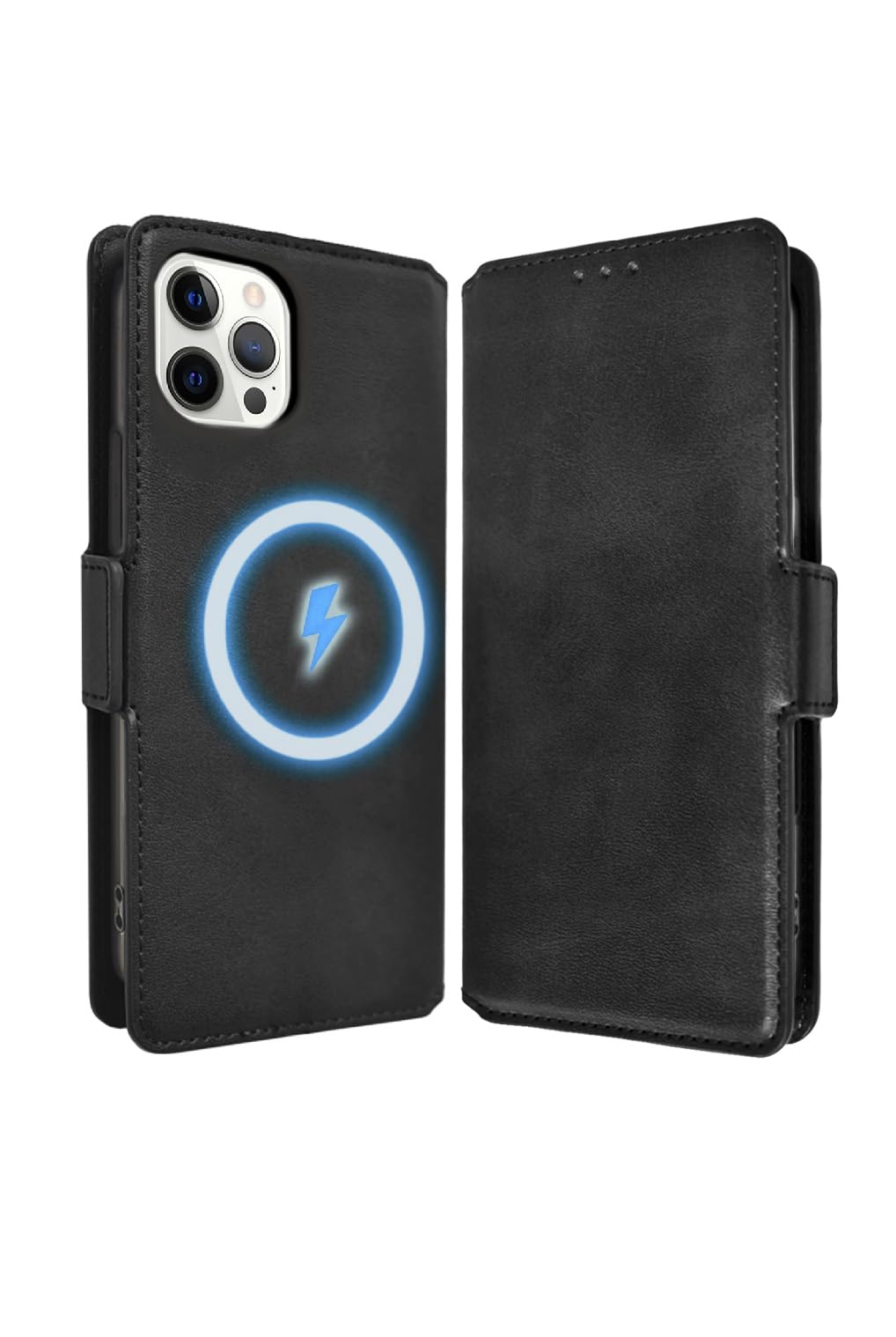 シズカウィルRe iPhone 12 / 12Pro 用 手帳型 ケース MagSafe対応 本革調 ブラック 1個入り
