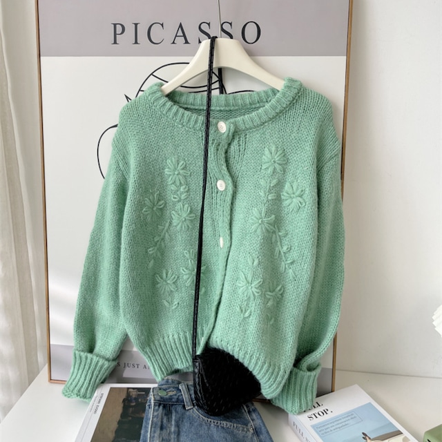 【outer】刺繍ニットカーデ　M33299