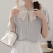レースネックデザインブラウス ・6875