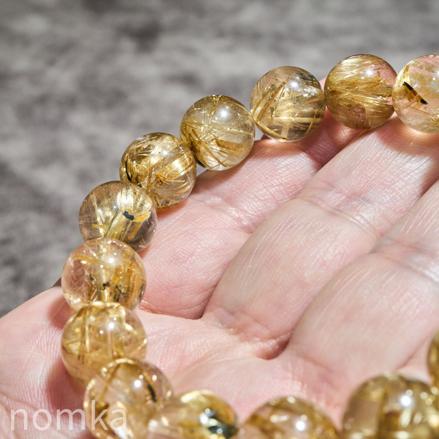 黄金の鼓動】ブラジル産 ルチルクォーツ(ヘマタイト共生/AAA) 12.5mm