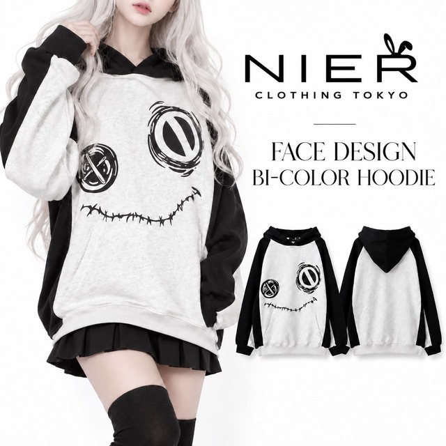 FACE DESIGN BI-COLOR HOODIE