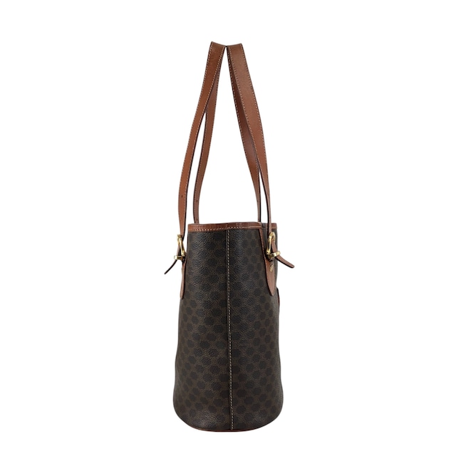 CELINE セリーヌ マカダム ハンドバッグ ブラウン ブラゾン型押し PVC トートバッグ vintage ヴィンテージ オールド rfx5gg