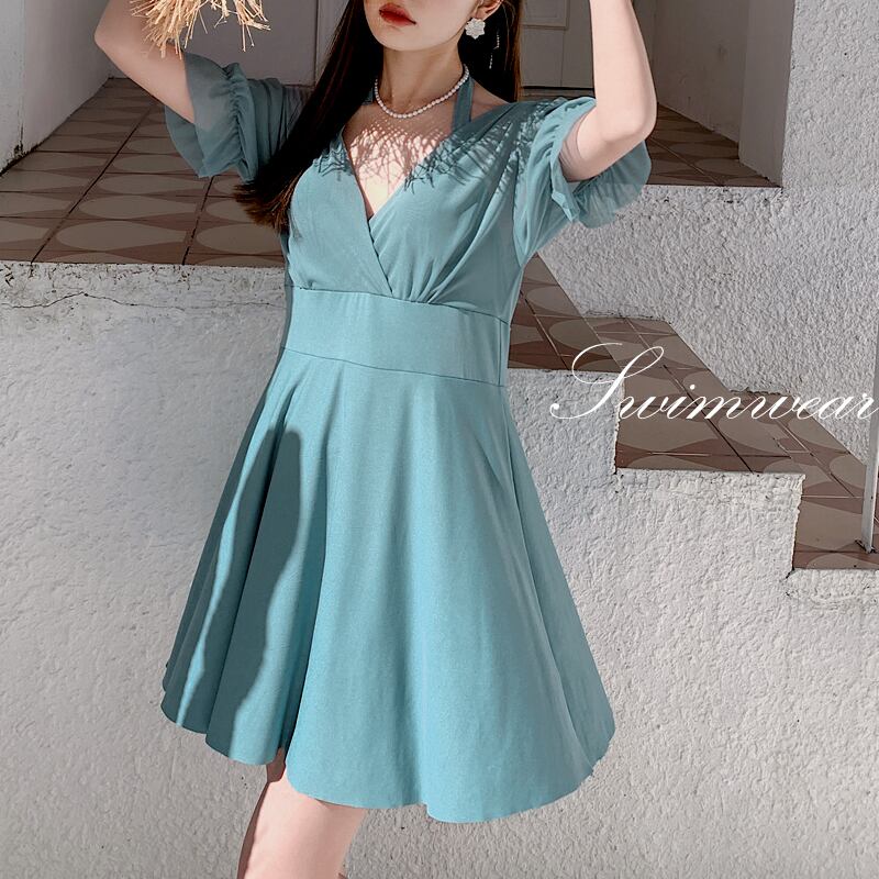 水着ワンピース レディース 体型カバー かわいい 大人 ワンピース 大きいサイズ ママ水着 ハイウエスト ビスチェ風 おしゃれ 海水浴 温泉 ビーチ 売り込み