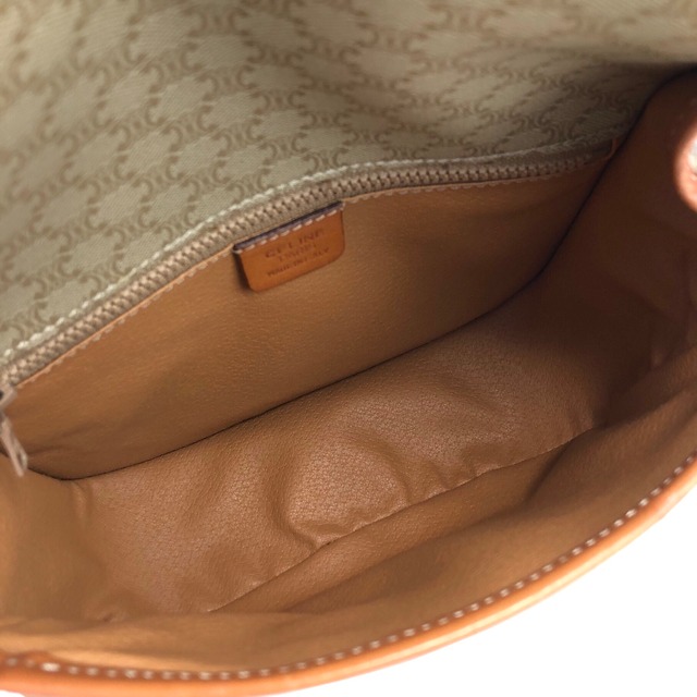 CELINE セリーヌ マカダム ブラゾン型押し フロントベルト PVC×レザー ショルダーバッグ ベージュ vintage ヴィンテージ オールド nwyn6n