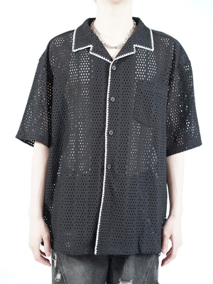【ALUDE SELECT】center line mesh shirt