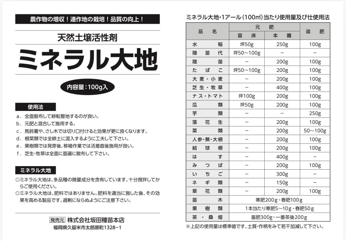 お試しサイズ！ミネラル大地【100g】アグリまSHOWで紹介した発根剤