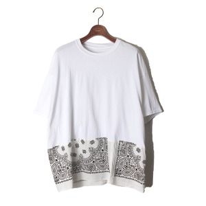 《Ladies商品》 BANDANA PATCHWORK TEE -C (white×white) <LSD-BM1T2>