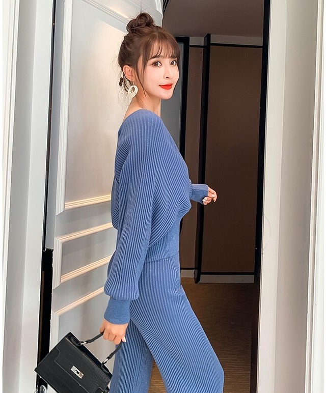 セットアップ レディース 夏 韓国 コーデ 秋 秋冬 大きいサイズ おすすめ おしゃれ オフィスカジュアル オーバーサイズ かわいい 可愛い 着こなし きれいめ 季節 黒 通販 トップス 人気 冬 モード モテる ゆったり 洋服 流行 ニット パンツ 2311 Sayurio