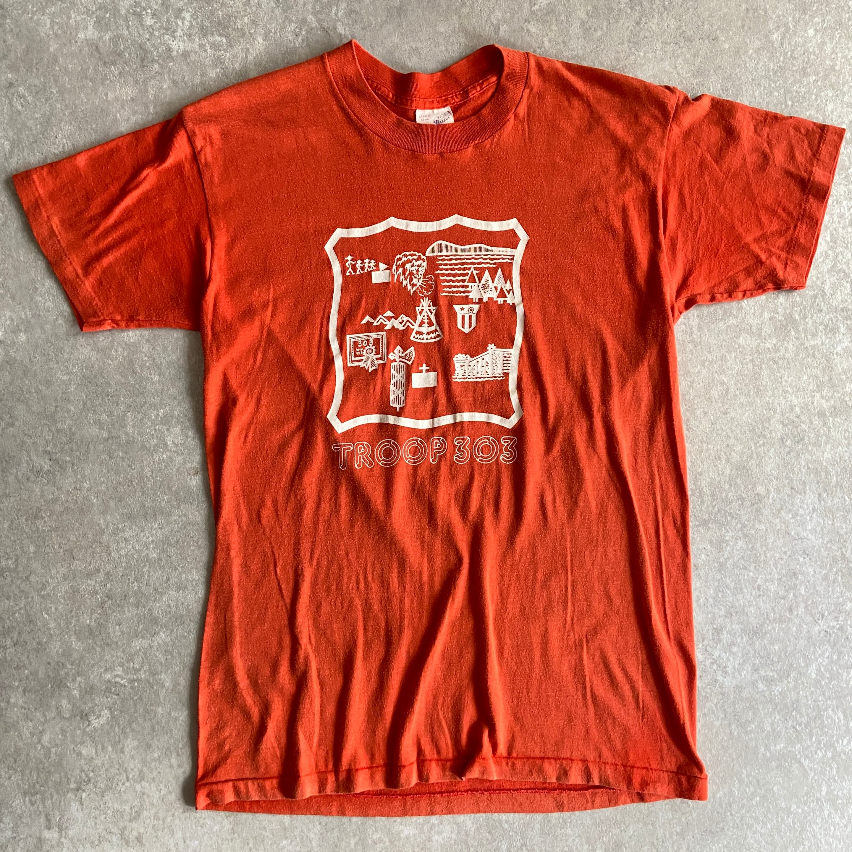 1980s Sneakers "TROOP 33" Tee L Made in USA H351