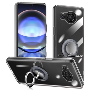 【在庫のみ】Tukudilu AQUOS R8 ケース SH-52D リング付き 透明 アクオス R8 スマホケース リング クリア シリコン 薄型 スタンド機能 耐久 滑り止め