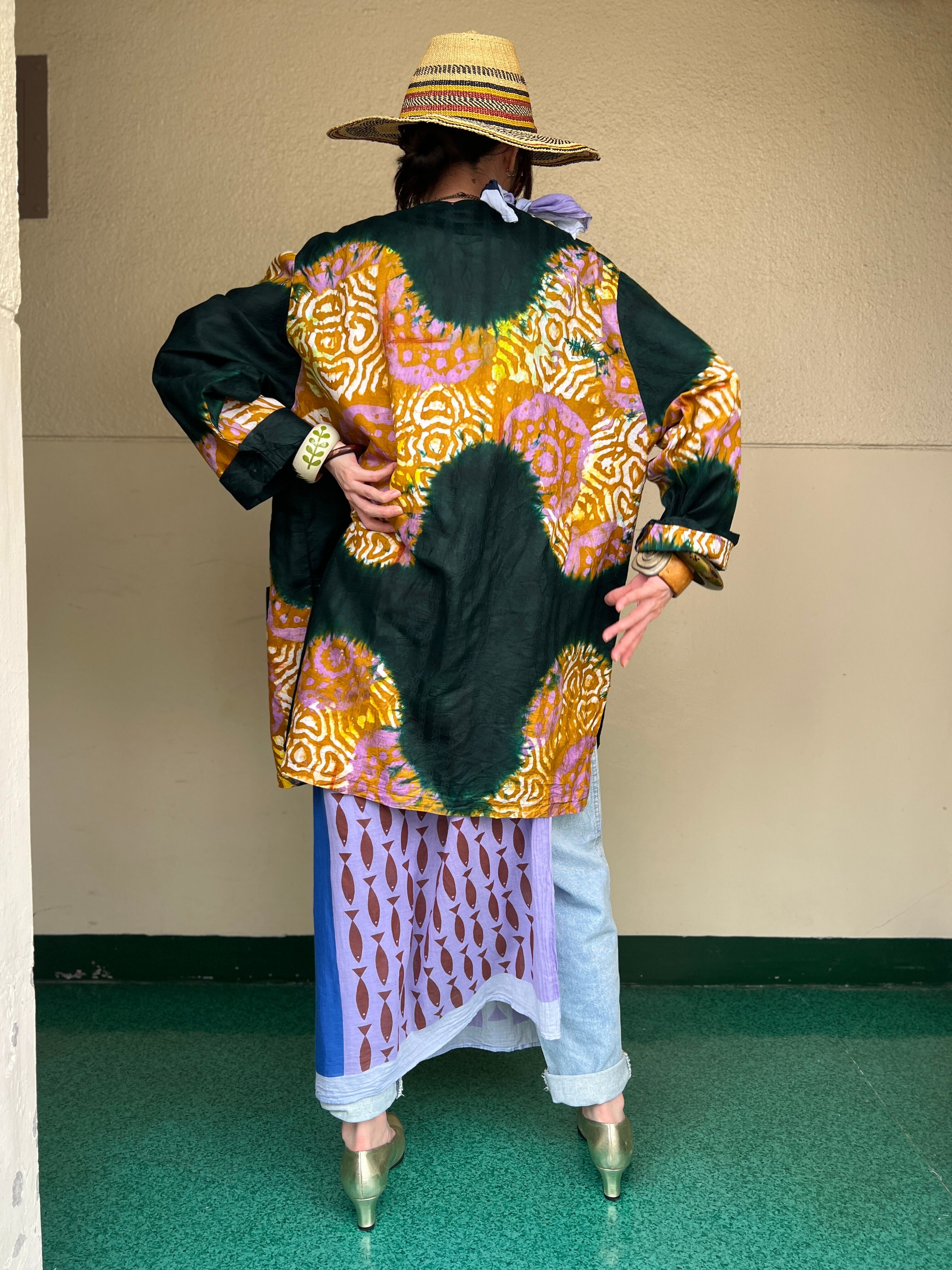 Vintage african batik deep green cotton jacket Vintage african batik deep green cotton jacket