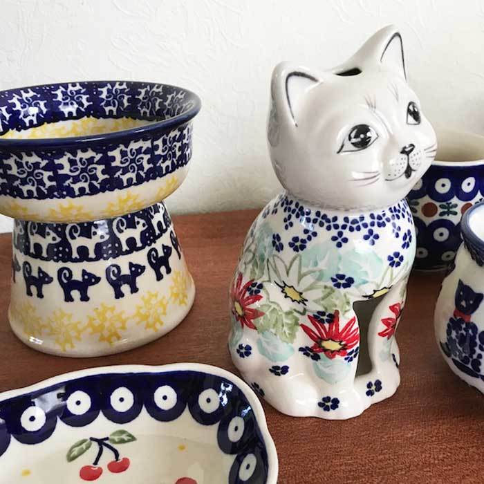 北欧 ポーランド陶器 アロマポット おすわり猫 おしゃれ | 猫グッズの