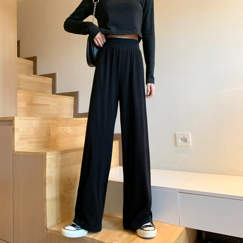 ルーズハイウェストウェスト薄手スプリングオータムレッドカジュアルパンツ 春物 秋物 試着室91257872675