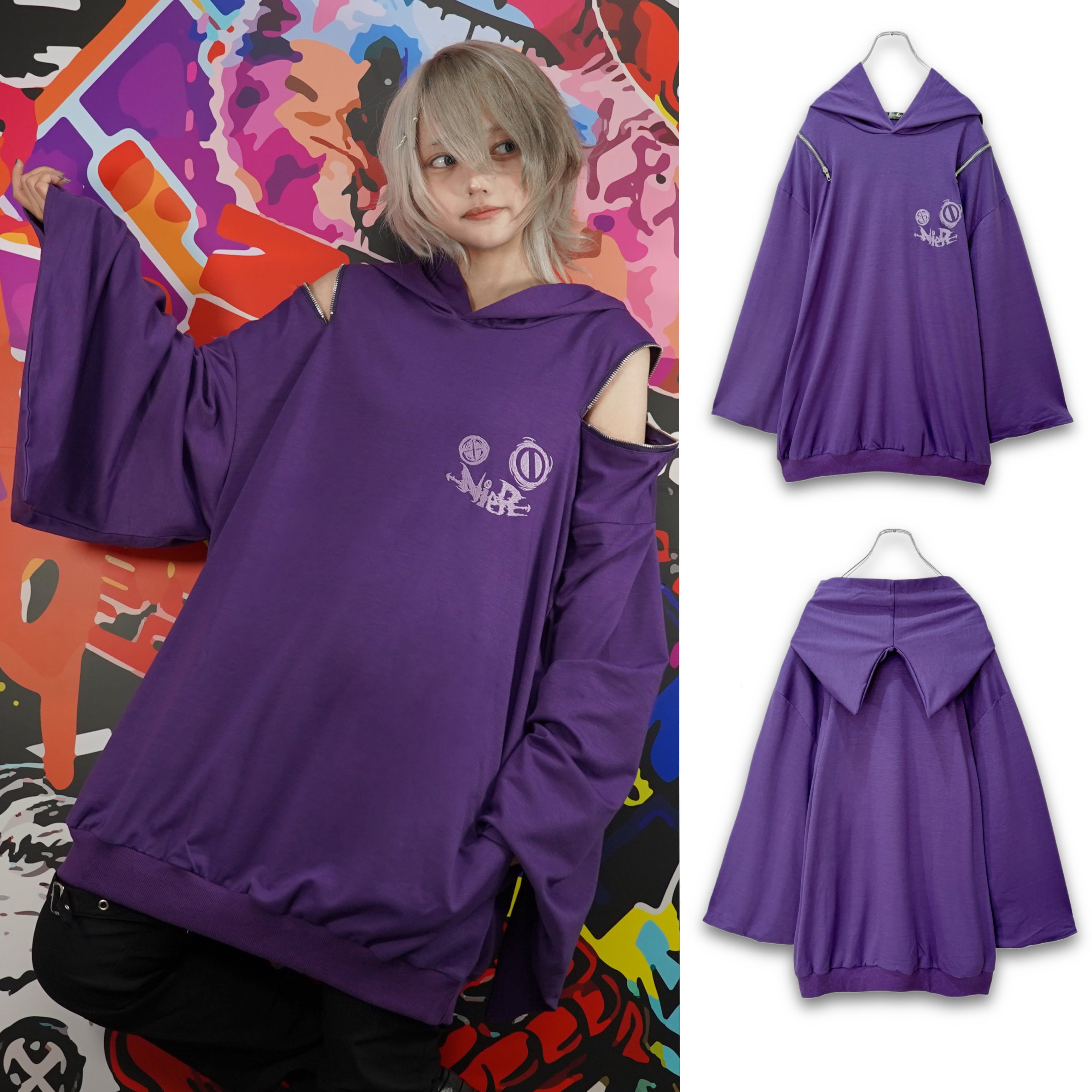 猫耳2WAY SHOULDER PURPLEポンチョ | NIER CLOTHING