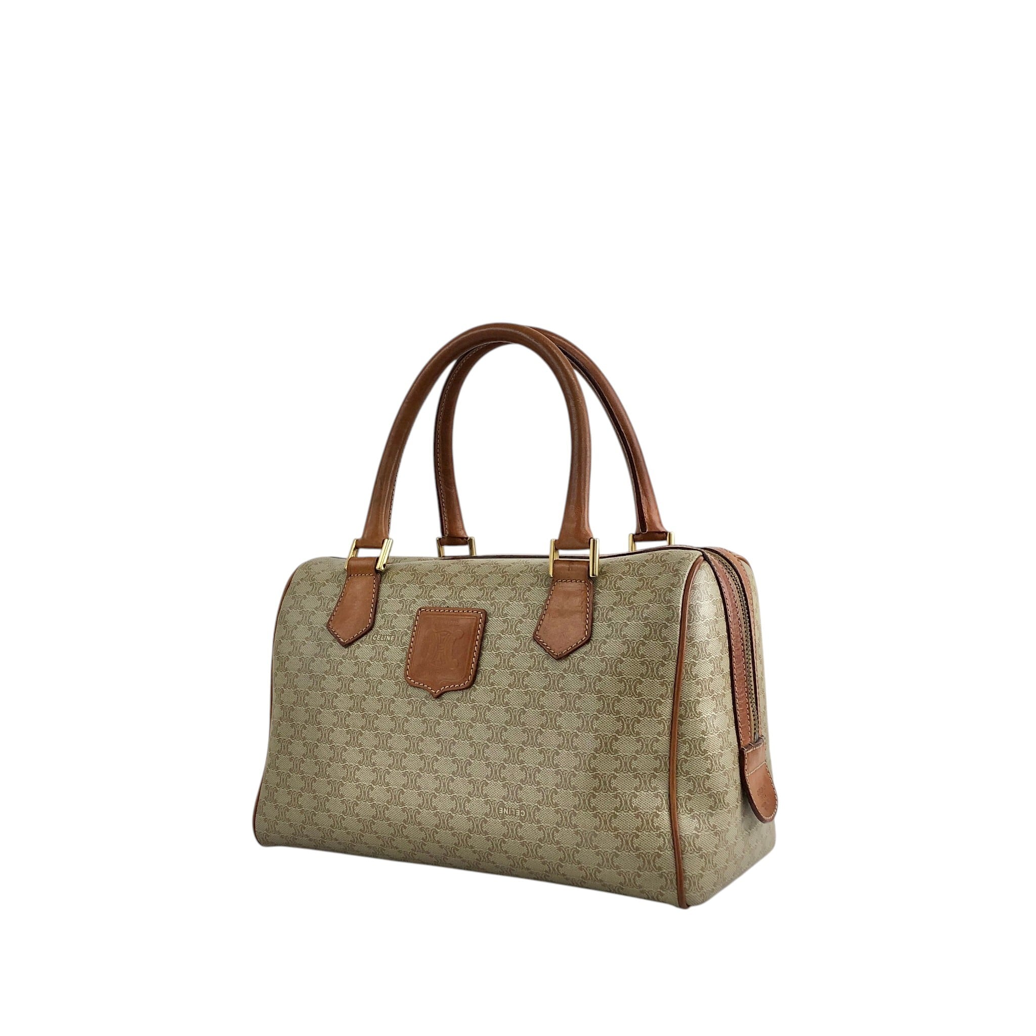CELINE セリーヌ マカダム ショルダーバッグ ベージュ ブラゾン型押し