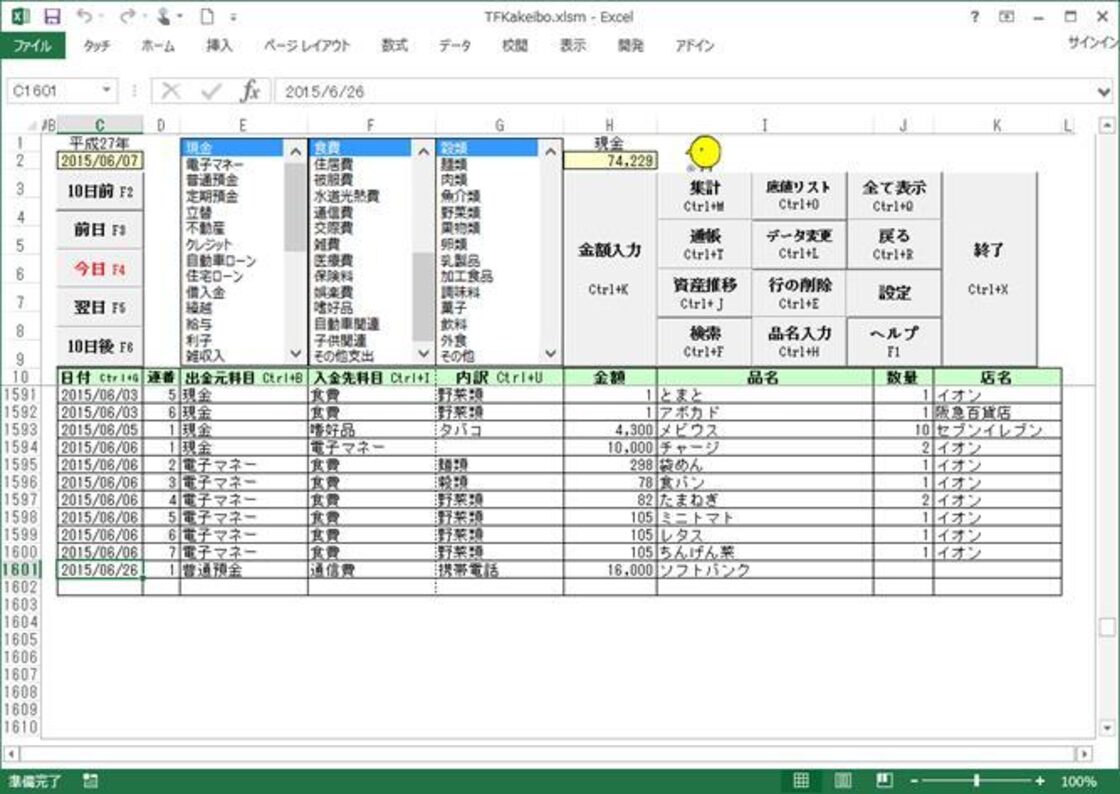 無料体験版付き★エクセル版会計ソフト★貯まる複式家計簿★送料無料