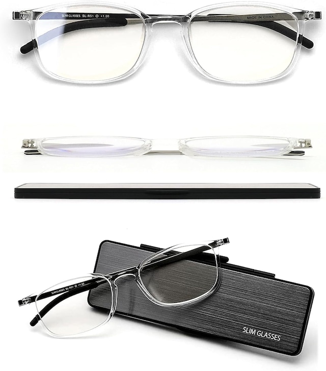 ｽﾘﾑｸﾞﾗｽ  老眼鏡 おしゃれ メンズ ブルーライトカット 超薄型 コンパクト SL-R51
