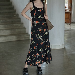 casual no-sleeve floral one-piece