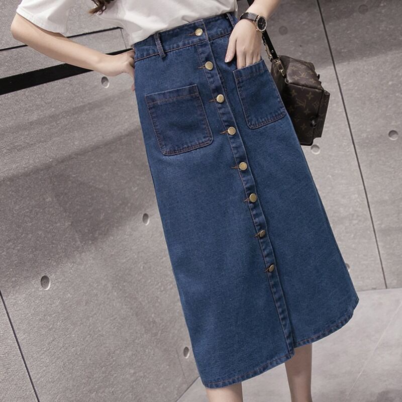 フロントポケット付きデニムスカート