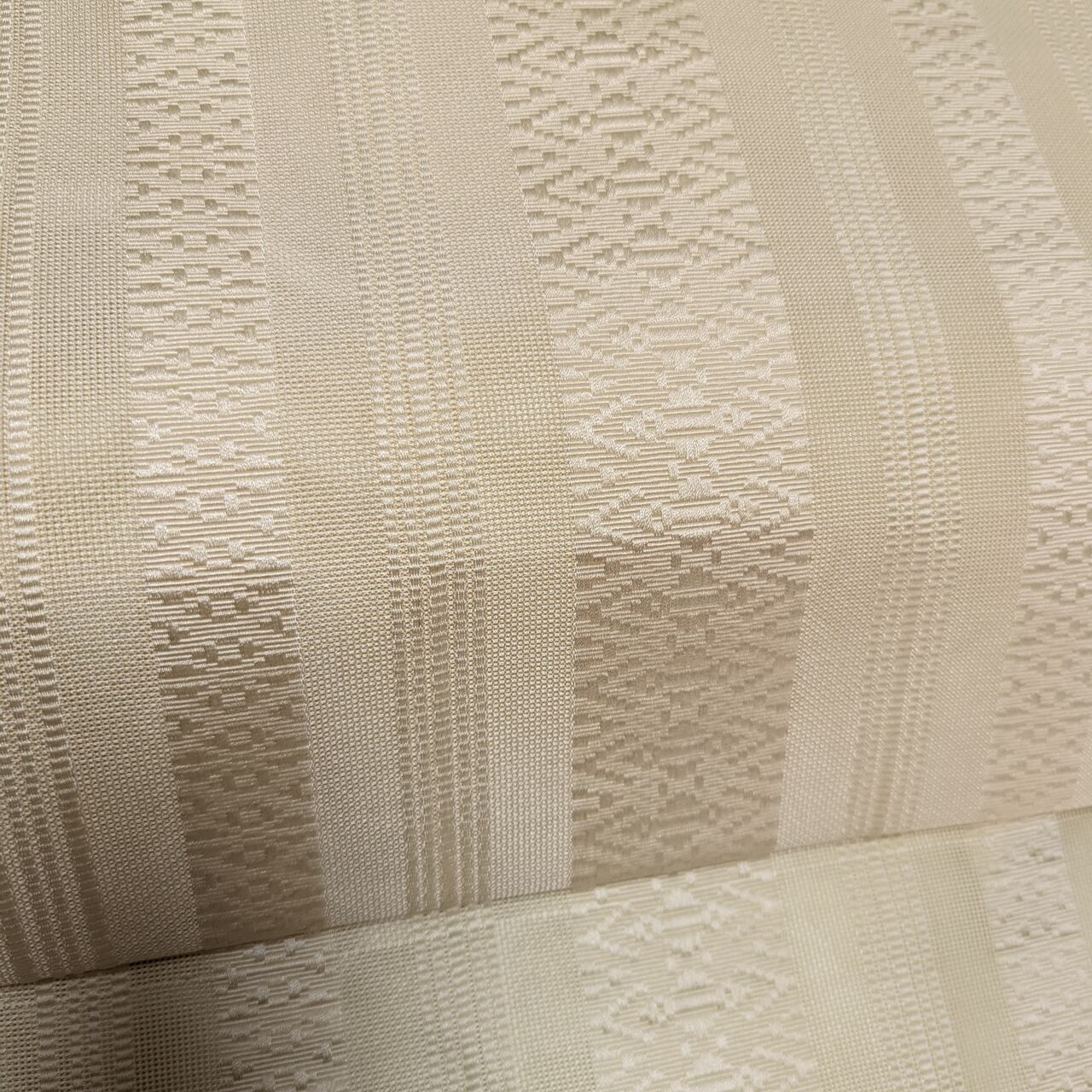 化繊】紗 8寸名古屋帯 博多献上柄 夏帯 松葉仕立て クリーム色系